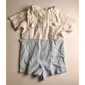Chabre‎ Boys Blue John John Net Size 2T Vintage Blue White FLAW